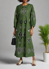 Embroidered boho dress Jasmine embroidery linen kaftan