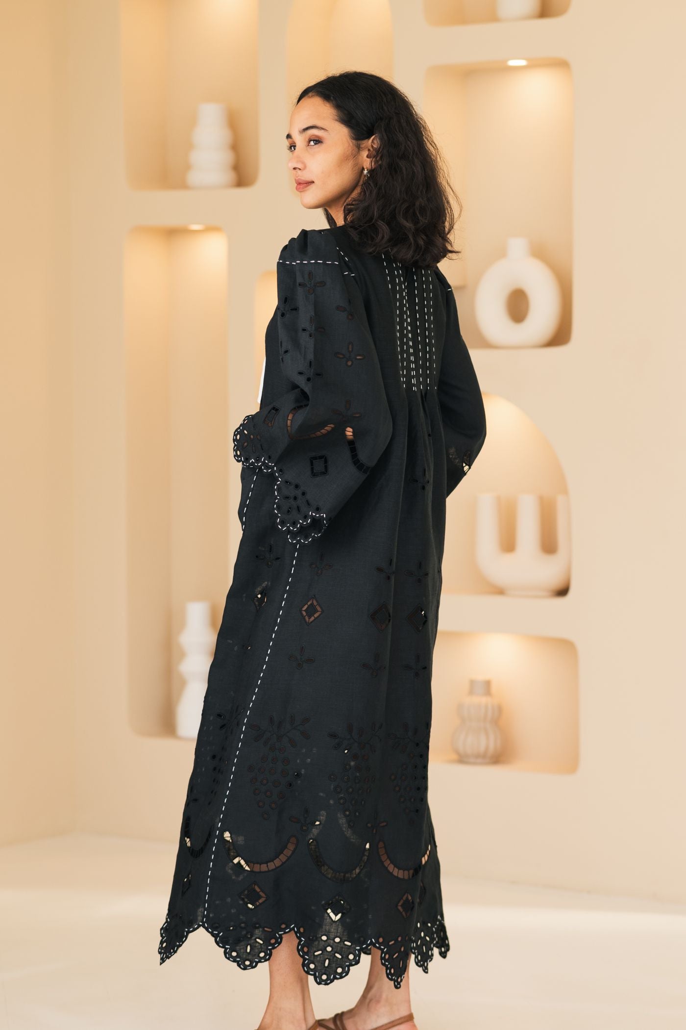 Grapes eyelet dress Floral embroidered linen caftan – Ukrainian