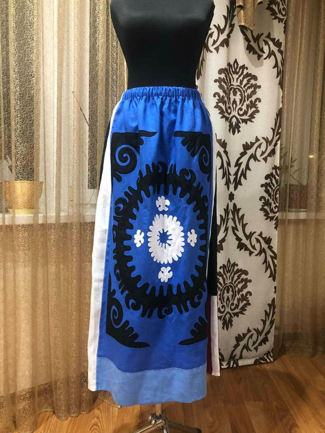 Embroidered skirt high waist Ethnic santal embroidery
