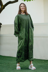 Loose richelieu embroidered dress Ukrainian fashion linen dresses