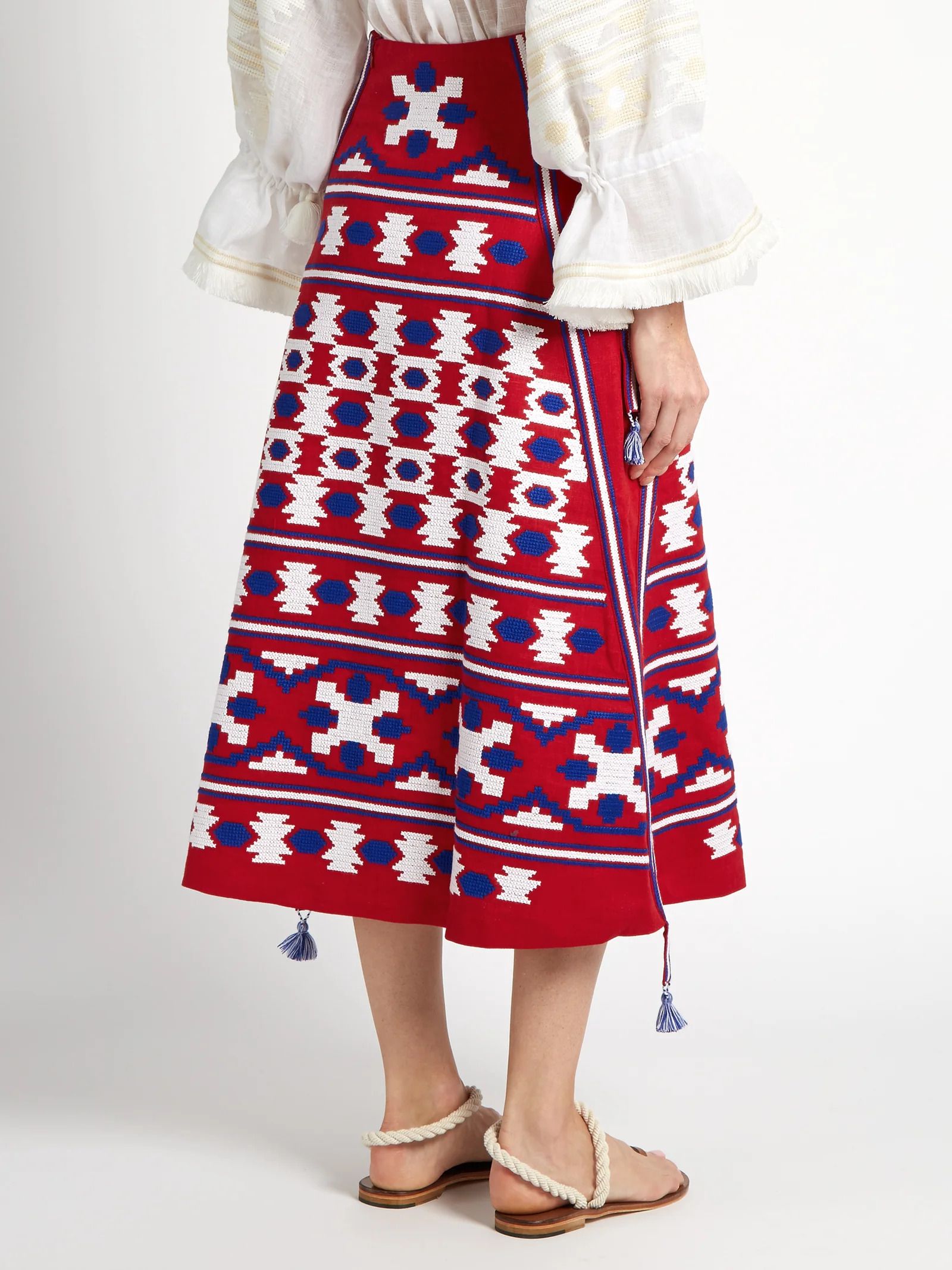 Linen boho embroidered skirt Ethnic embroidery vyshyvanka