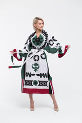 Applique embroidered linen kaftan dress free size Muscat