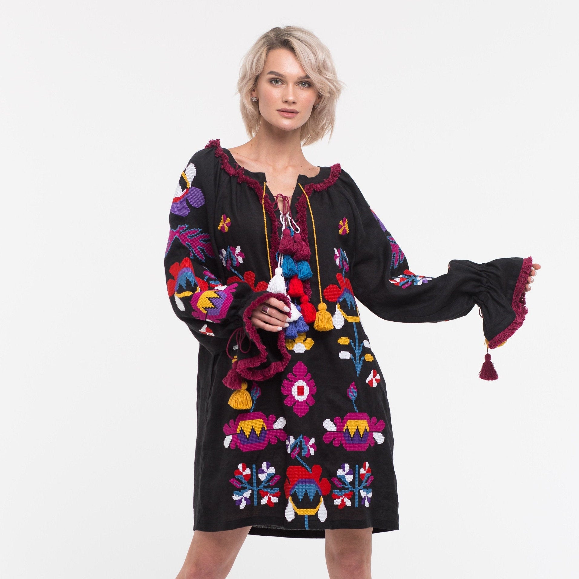 petra embroidered tunic dress Petra Tiered Tunic Dress