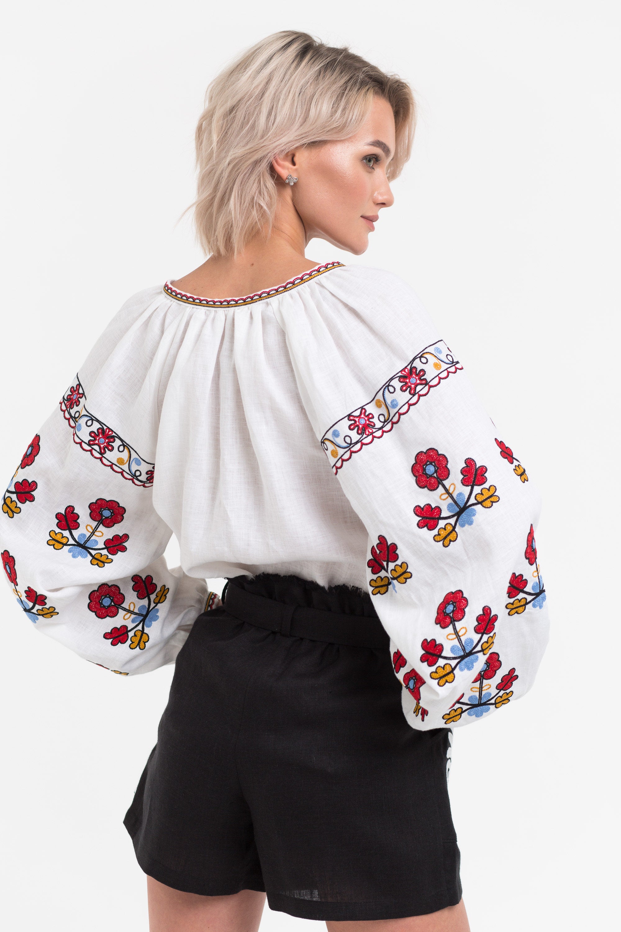 White ukrainian blouse vyshyvanka with floral Ukrainian embroidery Boho blouses Custom embroidered shirt women Vishivanka Bohemian clothing